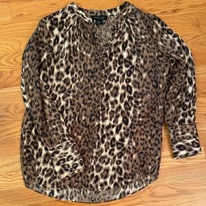 Rachel Zoe Leopard Print Blouse in Brown and Black- small